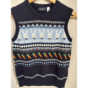 Easter Bunny Holiday Carrot Cotton Vest Formal Traditional Classic Retro Sz7/8